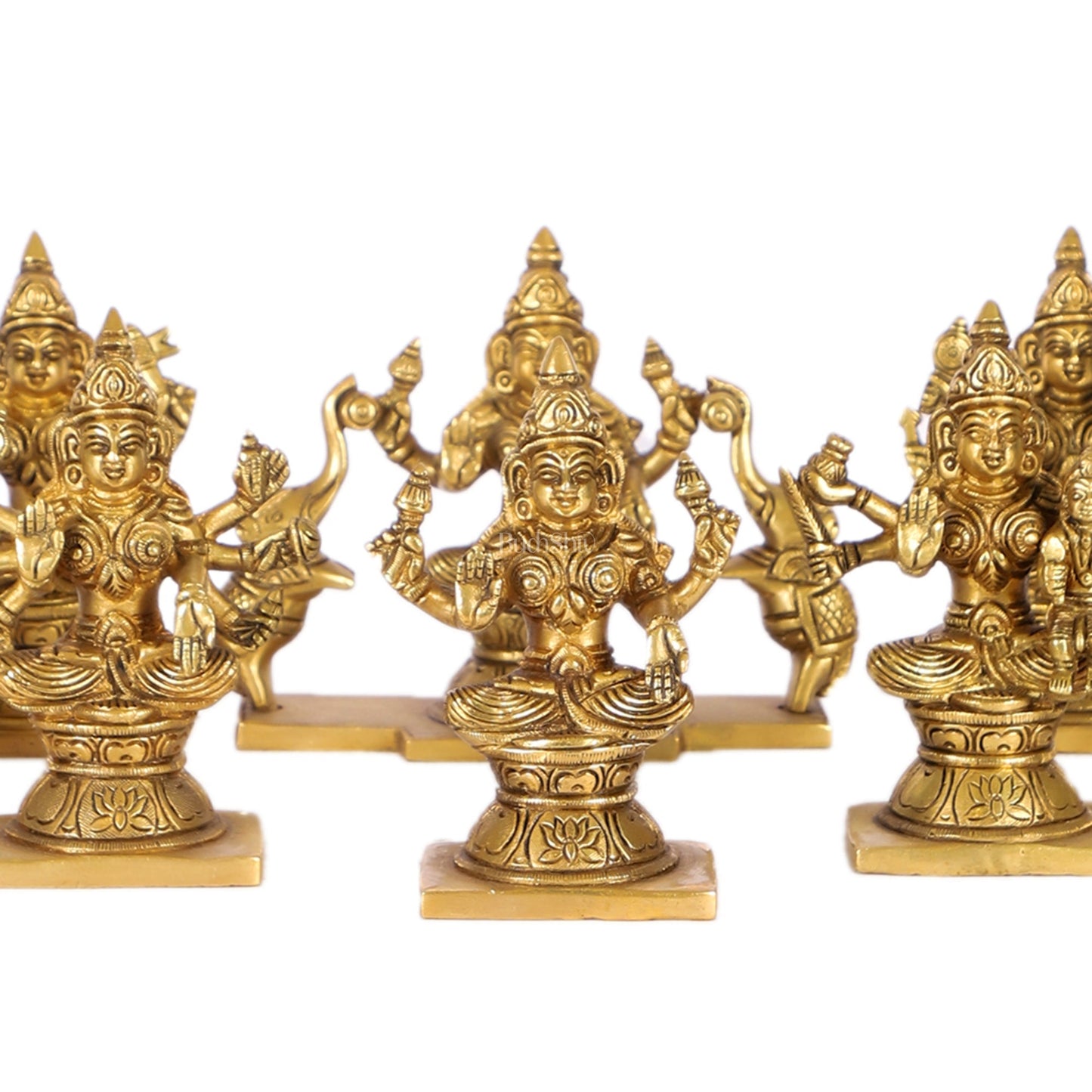 Ashtalakshmi Superfine Brass Idols - 5 Inches Round Base | BudhShiv