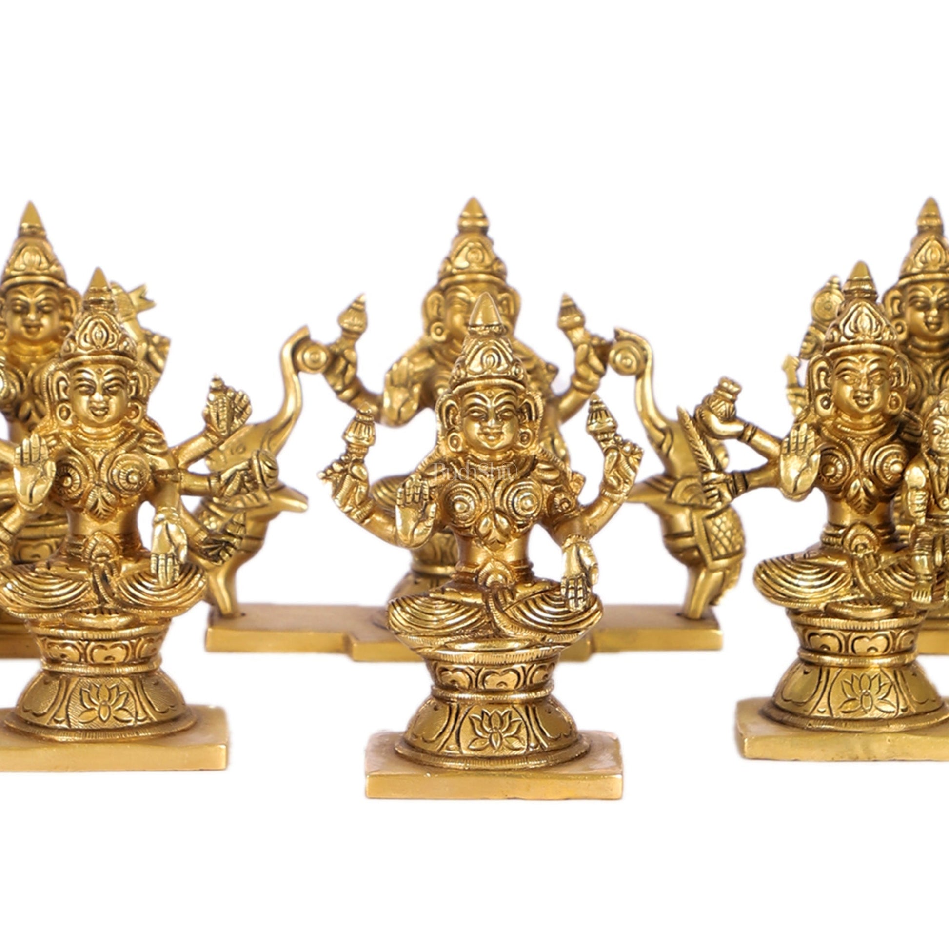 Ashtalakshmi Superfine Brass Idols - 5 Inches Round Base | BudhShiv
