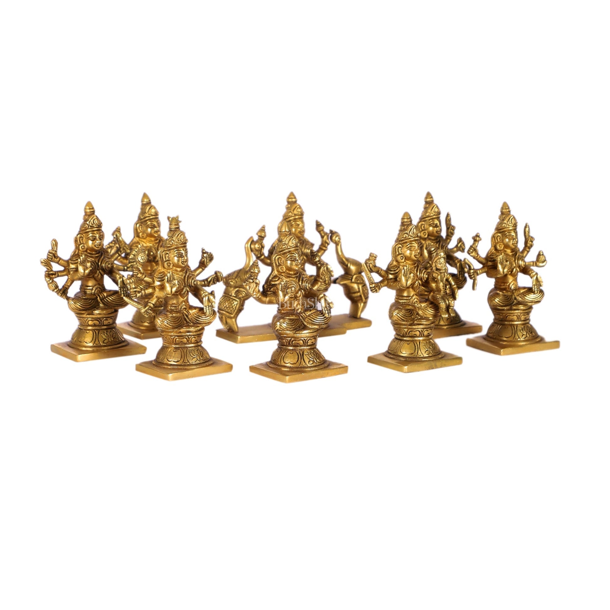 Ashtalakshmi Superfine Brass Idols - 5 Inches Round Base | BudhShiv