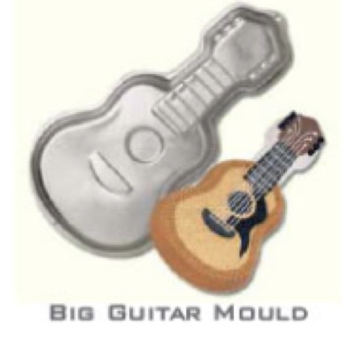 Guitar Cake Pan, Kids 3D Birthday Cake Pan， Aluminum Alloy Cake Molds Nonstick Baking Tools-1