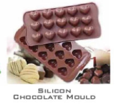 Homaxa 15 Slot Silicone Heart Shape Chocolate, Jelly Candy Mould,21.5 x 1.50 x 10.50 cm, Brown