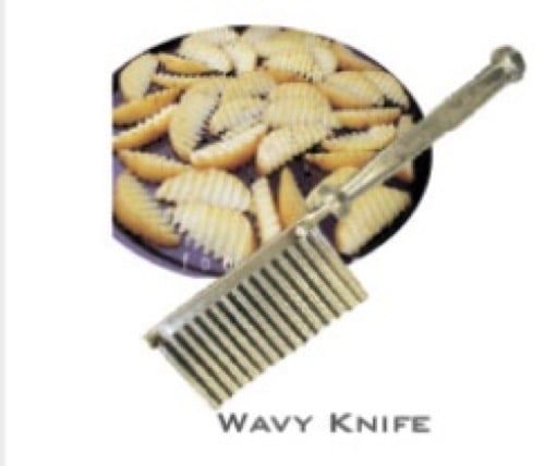 வ்ராக்ஸி கிச்சன் பிளாஸ்டிக் க்ரிங்கிள் கட் கத்தி காய்கறி உருளைக்கிழங்கு சிப் கட்டர் பிரஞ்சு பொரியல், வெங்காயம், பழம், சிப், சாலட், கட்டர் கத்தி கருவி (1 துண்டுகள்)