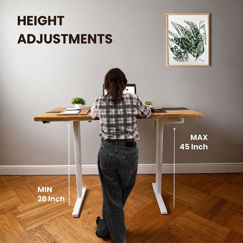 Astronix black opaque height adjustable table with white legs - 4FT x 2FT