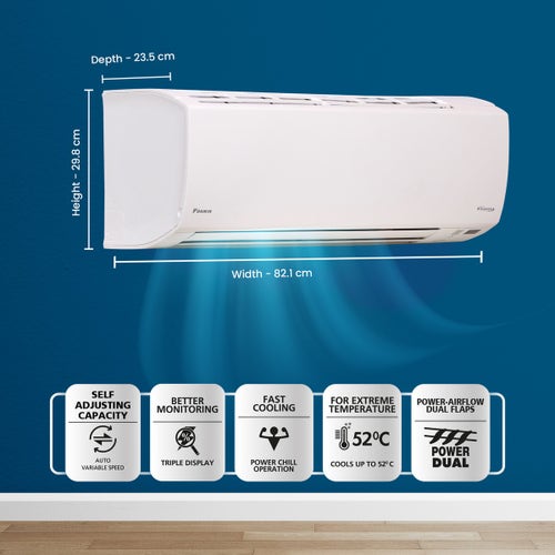 Daikin Premium Series 1 Ton 3 Star Inverter Split AC | 100% Copper | Titanium Apatite Air Purifying Filter | Coanda Airflow | Power Chill Operation (ATKL35U, White)