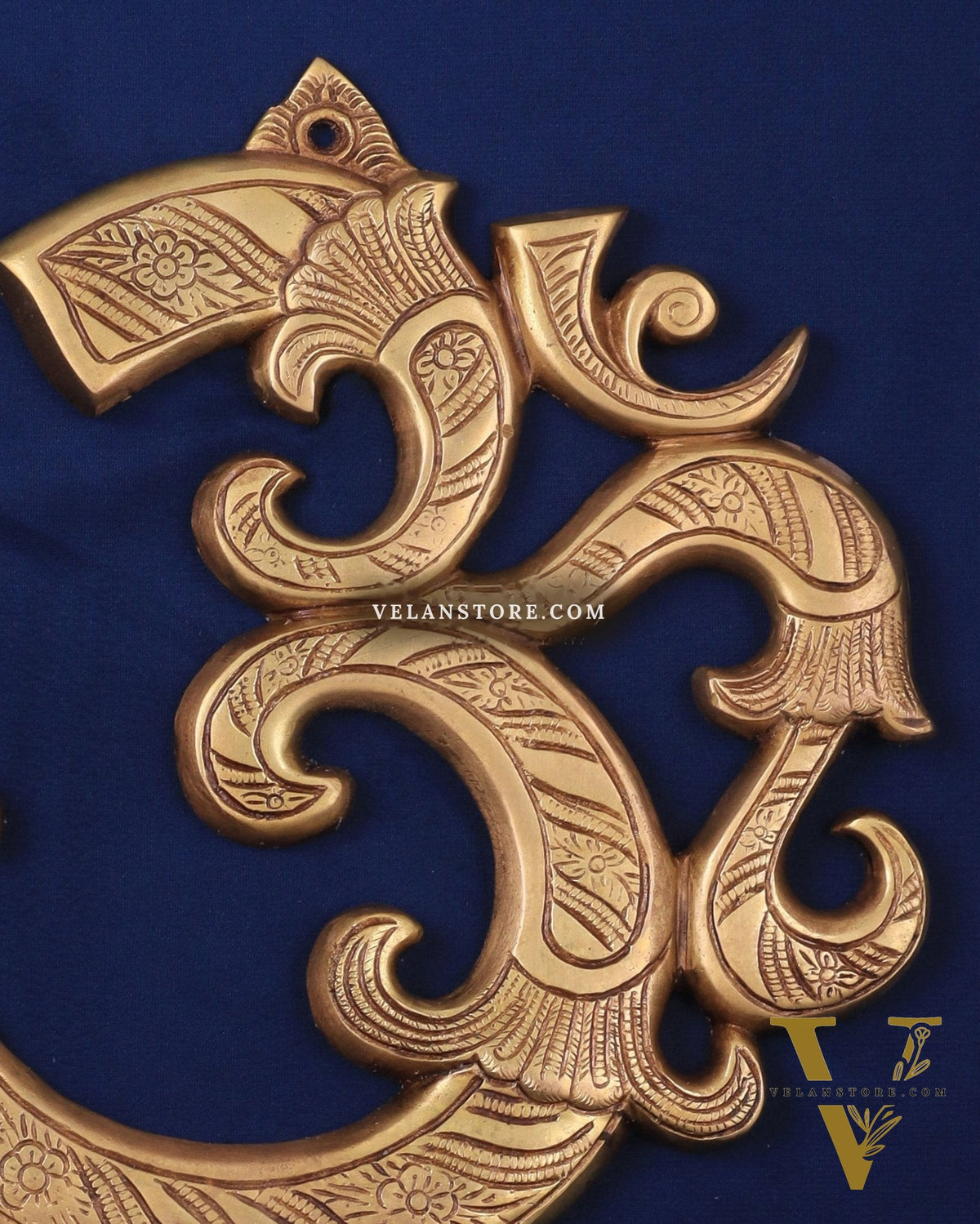 Auspicious brass Om Wall Hanging with Peacock Design - 12 Inches