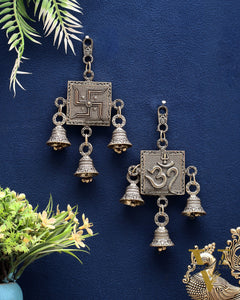Auspicious Brass Wall Hanging Combo – Om & Swastik 6.5"