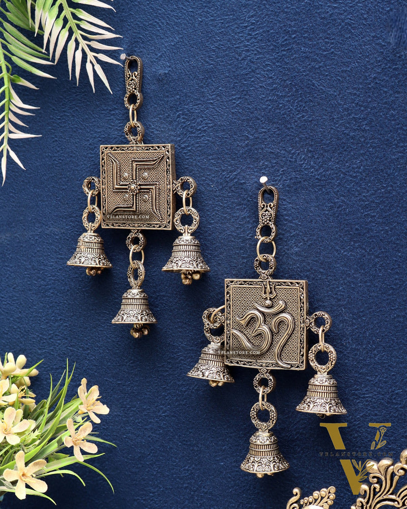 Auspicious Brass Wall Hanging Combo – Om & Swastik 6.5"