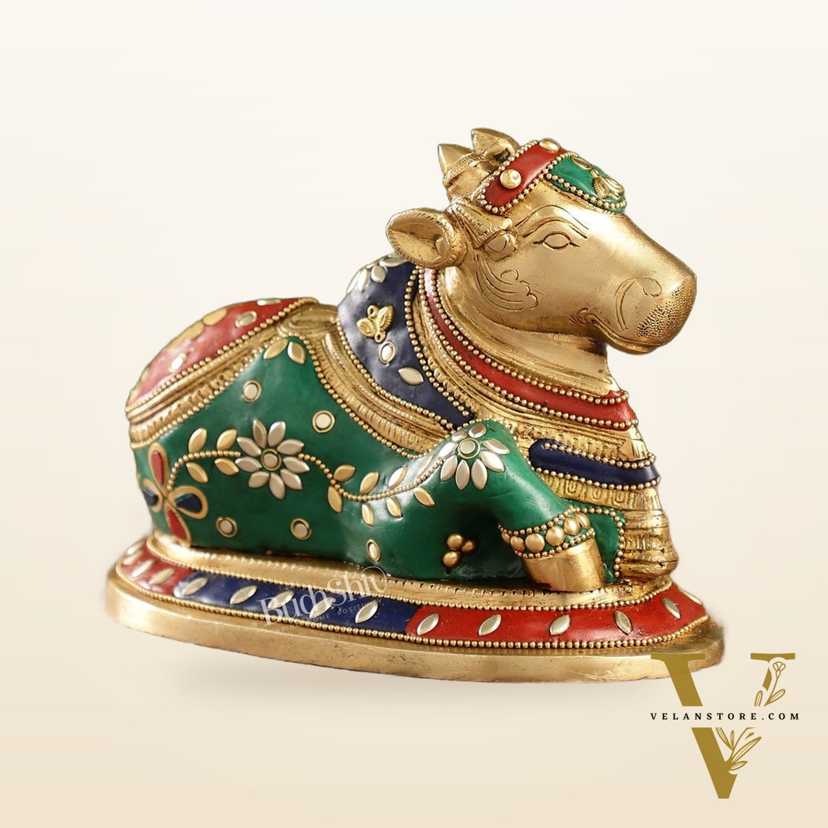 Auspicious Handcrafted Brass Nandi Statue unique 8"