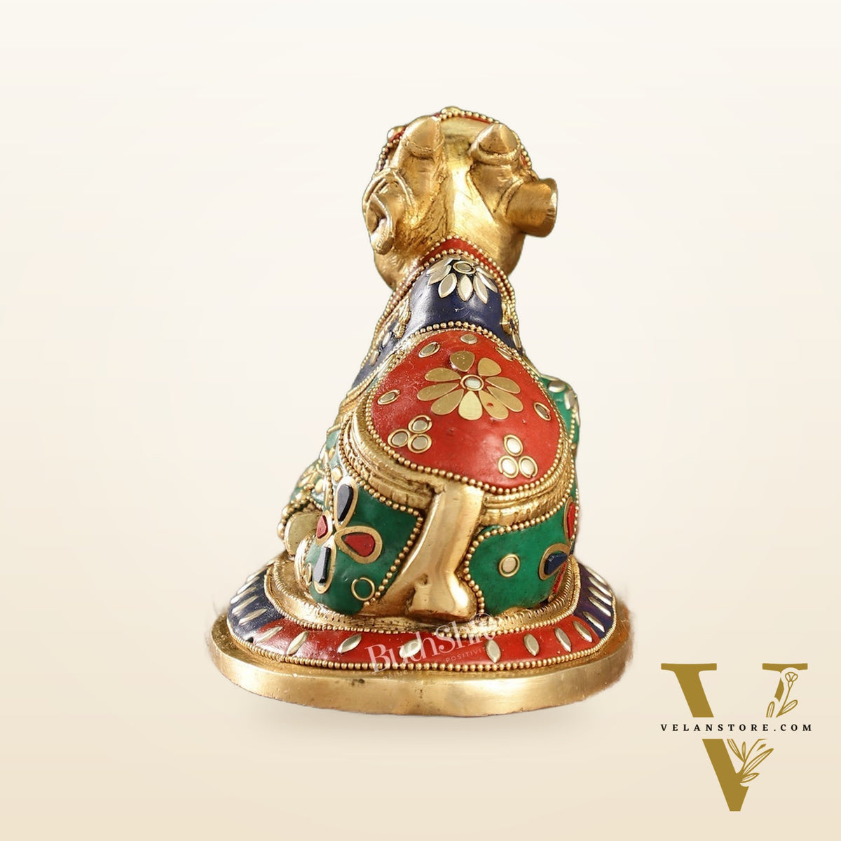 Auspicious Handcrafted Brass Nandi Statue unique 8"