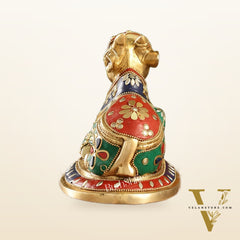 Auspicious Handcrafted Brass Nandi Statue unique 8"