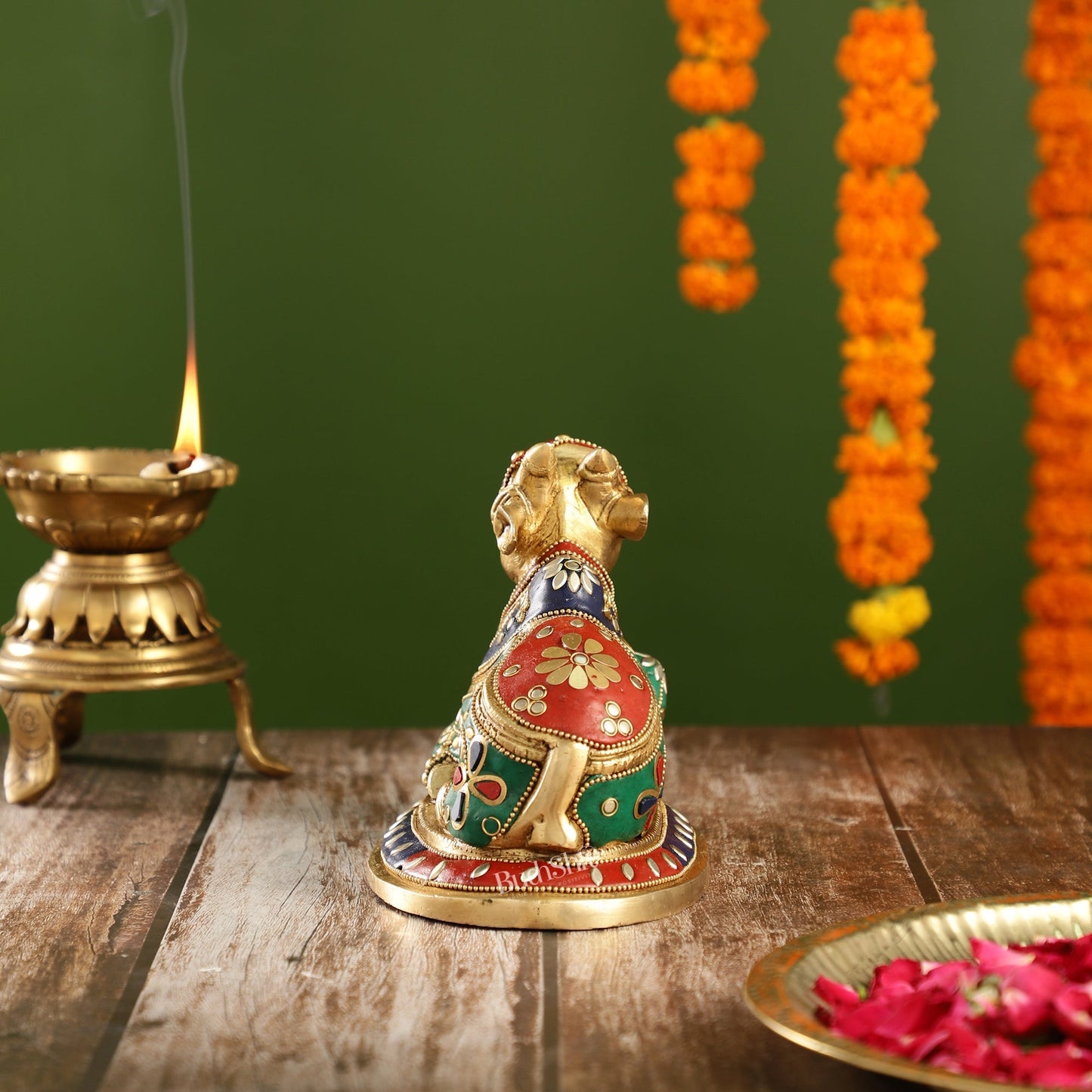 Auspicious Handcrafted Brass Nandi Statue unique 8"