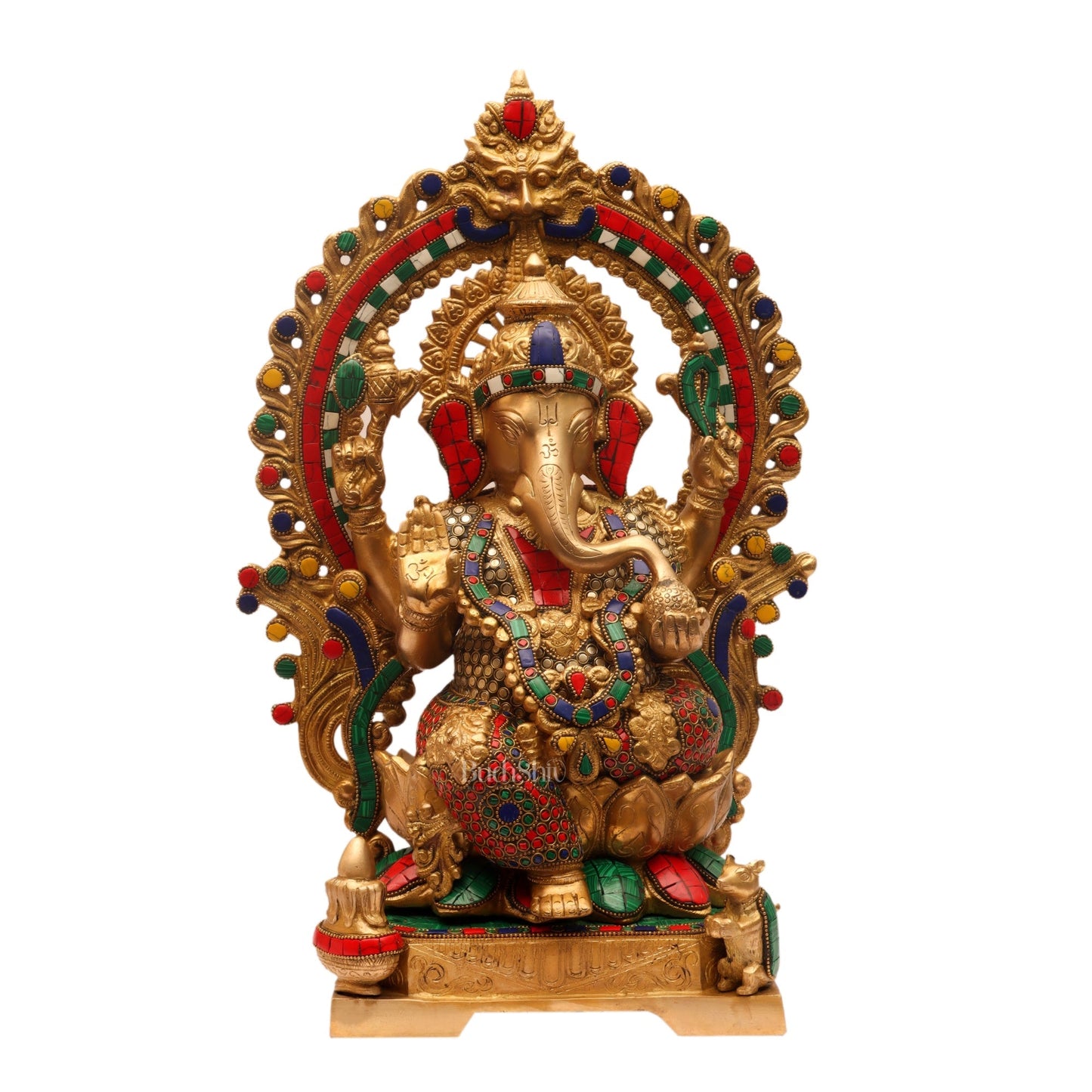 Auspicious Pair: Lord Ganesha and Goddess Lakshmi Brass Statues - Height 18 inches