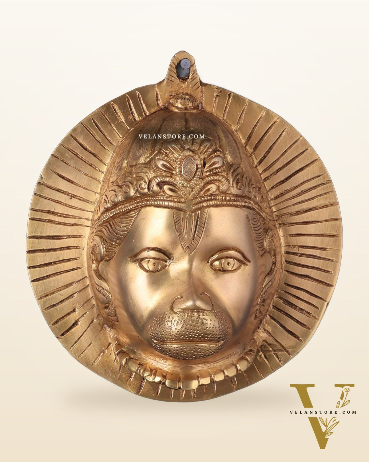 Auspicious pure brass Lord Hanuman face wall hanging 7"