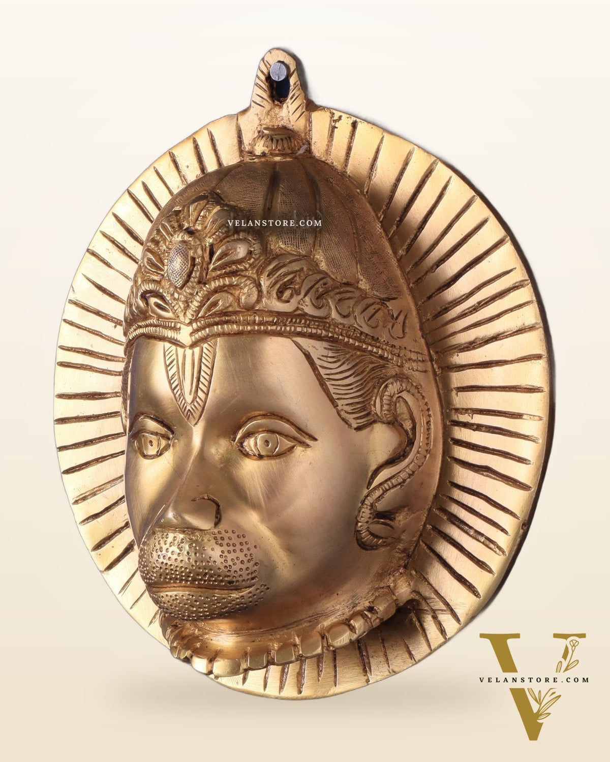 Auspicious pure brass Lord Hanuman face wall hanging 7"
