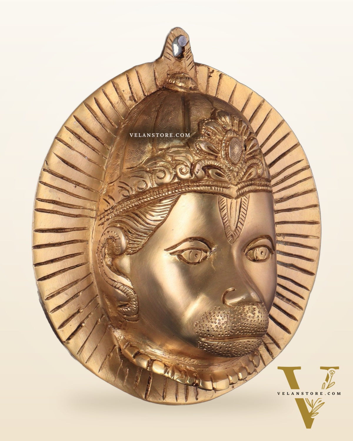 Auspicious pure brass Lord Hanuman face wall hanging 7"