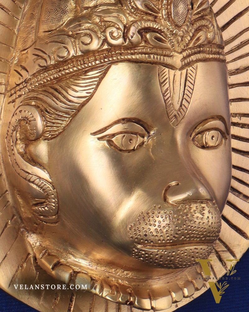 Auspicious pure brass Lord Hanuman face wall hanging 7"