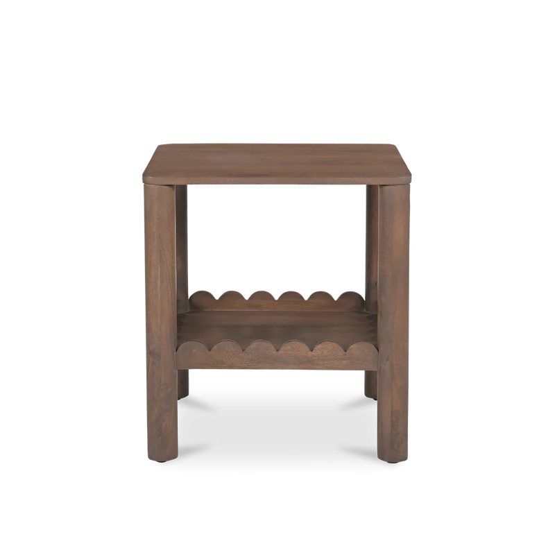 Indiana Scalloped Edge Solid Wood Accent Table – Modern Side Table