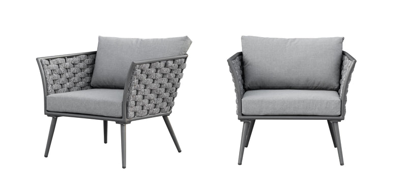 Klorix Outdoor Garden Balcony Sofa Set 3 Seater, 2 Single seater and 1 Center Table Set, Braid & Rope (Grey)