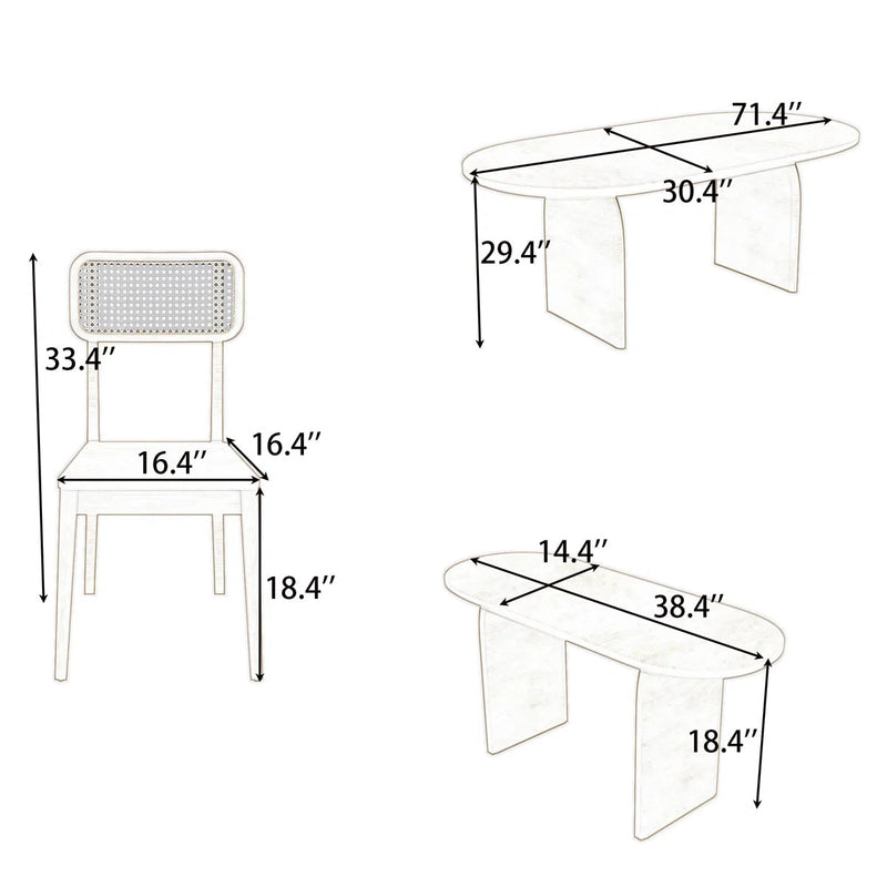 Austin Oval Dining Table Set – Lightwood 6-Seater