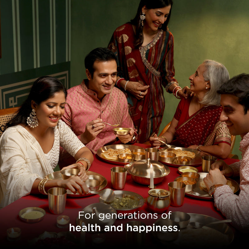 36-Piece Kansa Solid Dinner Set • Gloss Finish • Serves 6 • 100% Lead Free (कांसे का डिनर सेट)