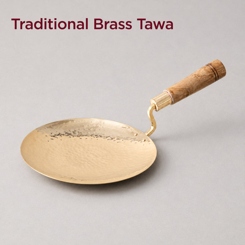 Traditional Brass Tawa | Authentic Dining Collection | 25.5 cm | Total Weight: ~1 kg