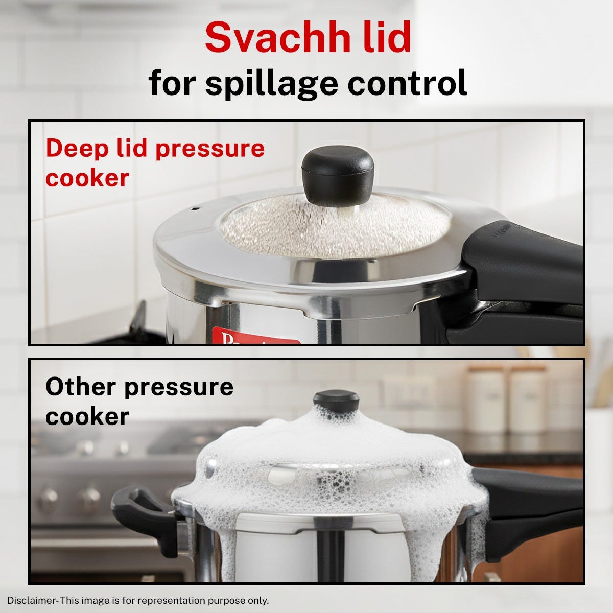 Prestige 3 Litre Stainless Steel Deluxe Alpha Svachh Outer Lid Mini Handi Pressure Cooker, Triply Base, Gas & Induction Compatible + Prestige Omega Deluxe Granite Non-stick Omni Tawa, 25 cm, Black