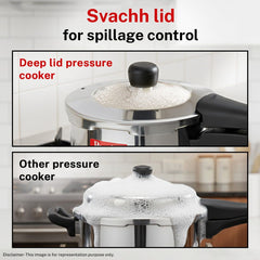 Prestige 3 Litre Stainless Steel Deluxe Alpha Svachh Outer Lid Mini Handi Pressure Cooker, Triply Base, Gas & Induction Compatible + Prestige Omega Deluxe Granite Non-stick Omni Tawa, 25 cm, Black
