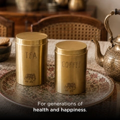 Pure Brass Tea and Coffee Container Set with Elephant Motif