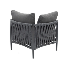 Fabian Outdoor Garden Balcony Sofa Set 5 Seater and 1 Center Table Set, Braid & Rope (Dark Grey)