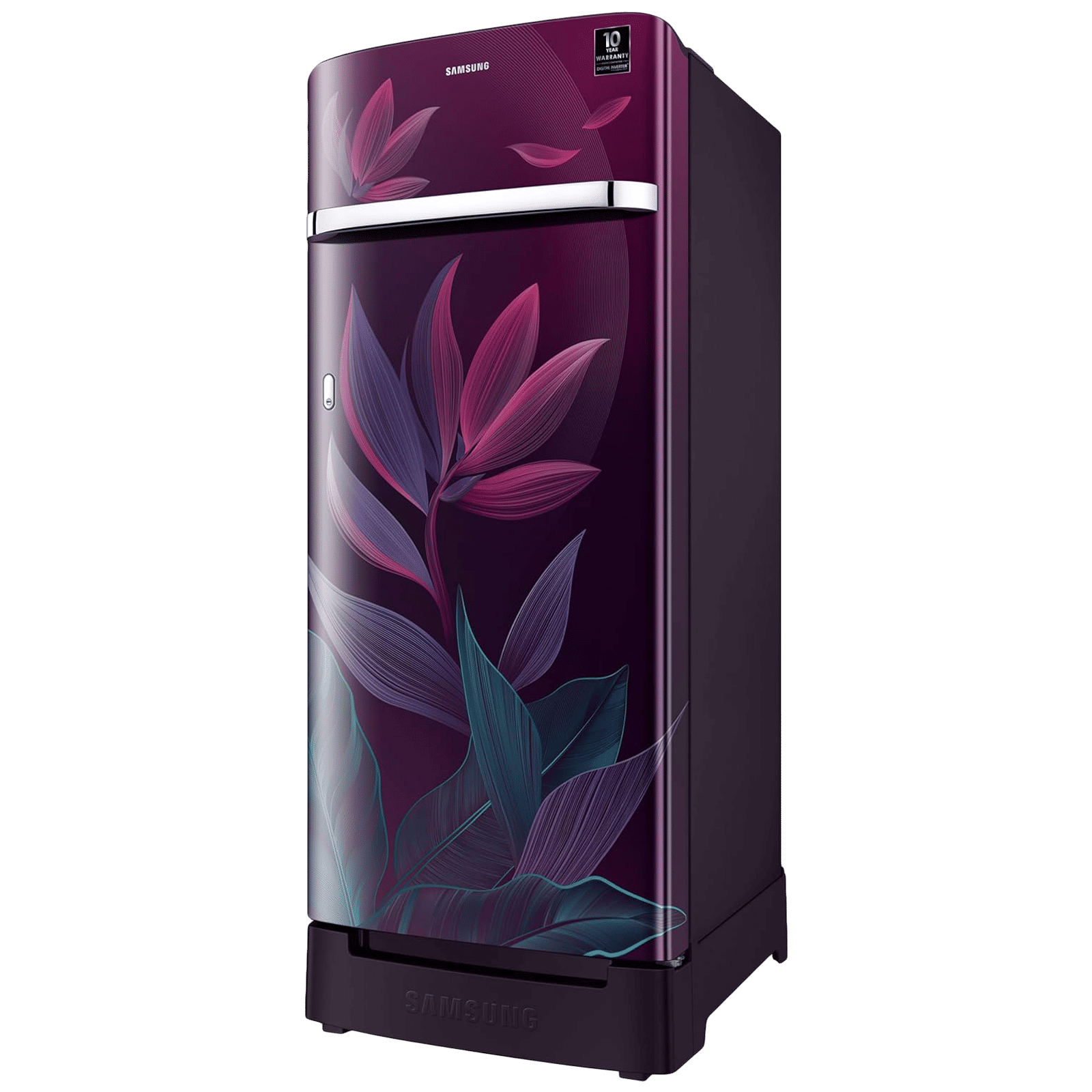 SAMSUNG Horizontal Curve 215 Litres 5 Star Direct Cool Single Door Refrigerator with Base Stand Drawer (RR23D2H259R/HL, Paradise Bloom Purple)