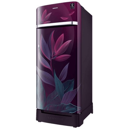 SAMSUNG Horizontal Curve 215 Litres 5 Star Direct Cool Single Door Refrigerator with Base Stand Drawer (RR23D2H259R/HL, Paradise Bloom Purple)