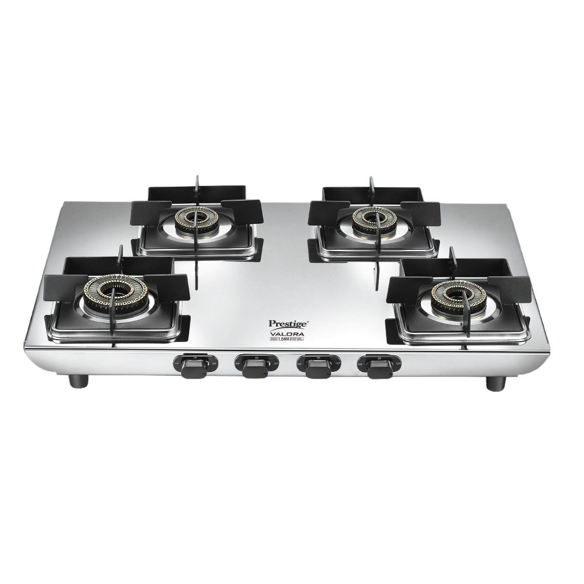 Prestige Valora Stainless Steel L.P. Gas Stove (With Stainless Steel Body and 4 Unit Brass Burners), Prestige Omega Deluxe Granite Twin Pack | Fry Pan 24cm & Omni Tawa 25cm | Durable Granite Finish Coating | PFOA Free | Metal Spoon Friendly | Gas & Induct