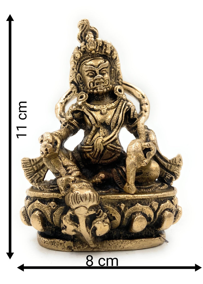 Brass Lord Kubera Idol | Kuber Murti | Kuvera Statue | Dhanapati Vaisravana Sculpture | God of Wealth Pooja Vigraham for Home, Temple & Vastu Decor,Gold, 4.5 Inch, 1 Piece
