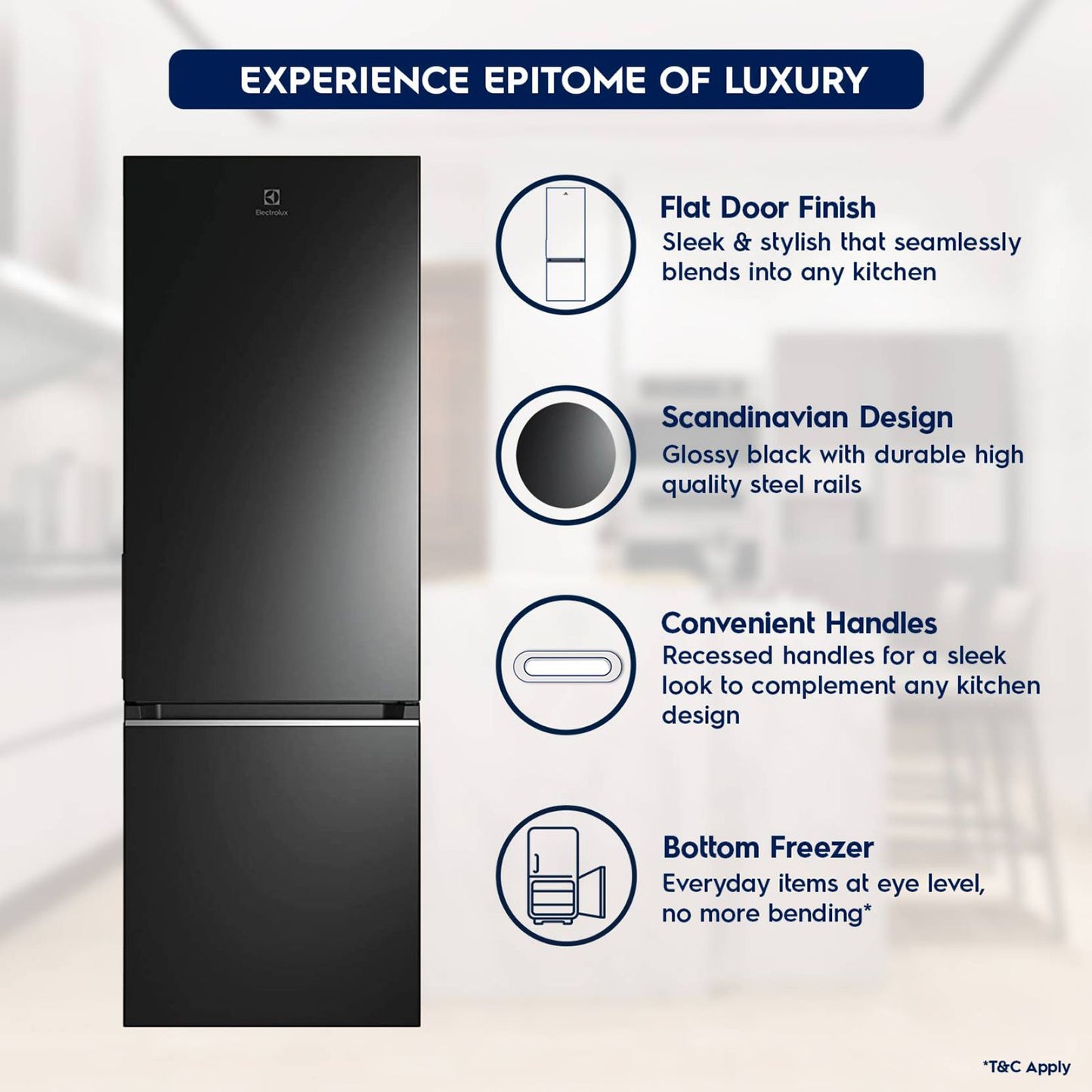 Electrolux UltimateTaste 300 335 Litres 1 Star Frost Free Double Door Bottom Mount Refrigerator with Door Alarm (EBB3702K-H, Glossy Black Steel)
