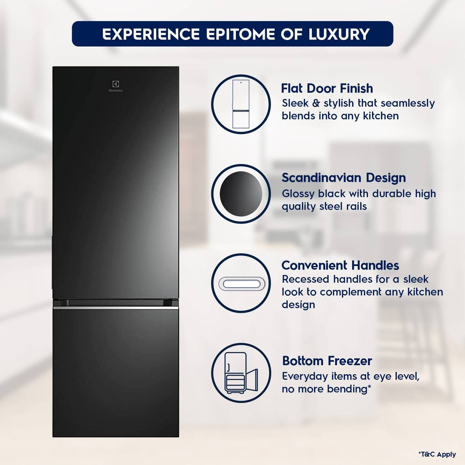 Electrolux UltimateTaste 300 335 Litres 1 Star Frost Free Double Door Bottom Mount Refrigerator with Door Alarm (EBB3702K-H, Glossy Black Steel)