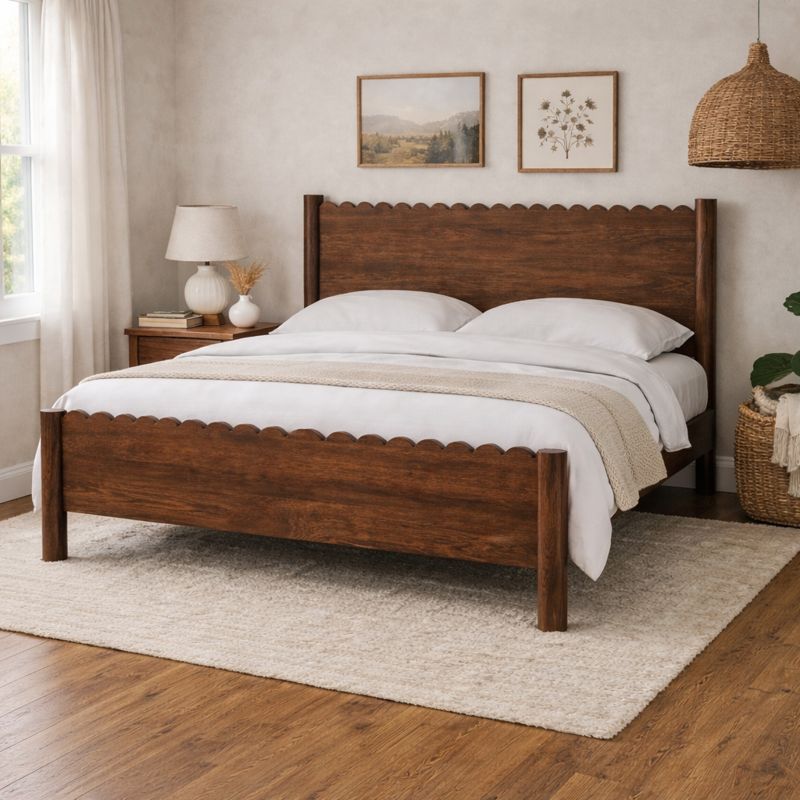 Indiana Scalloped Edge Solid Wood Elegant Bed