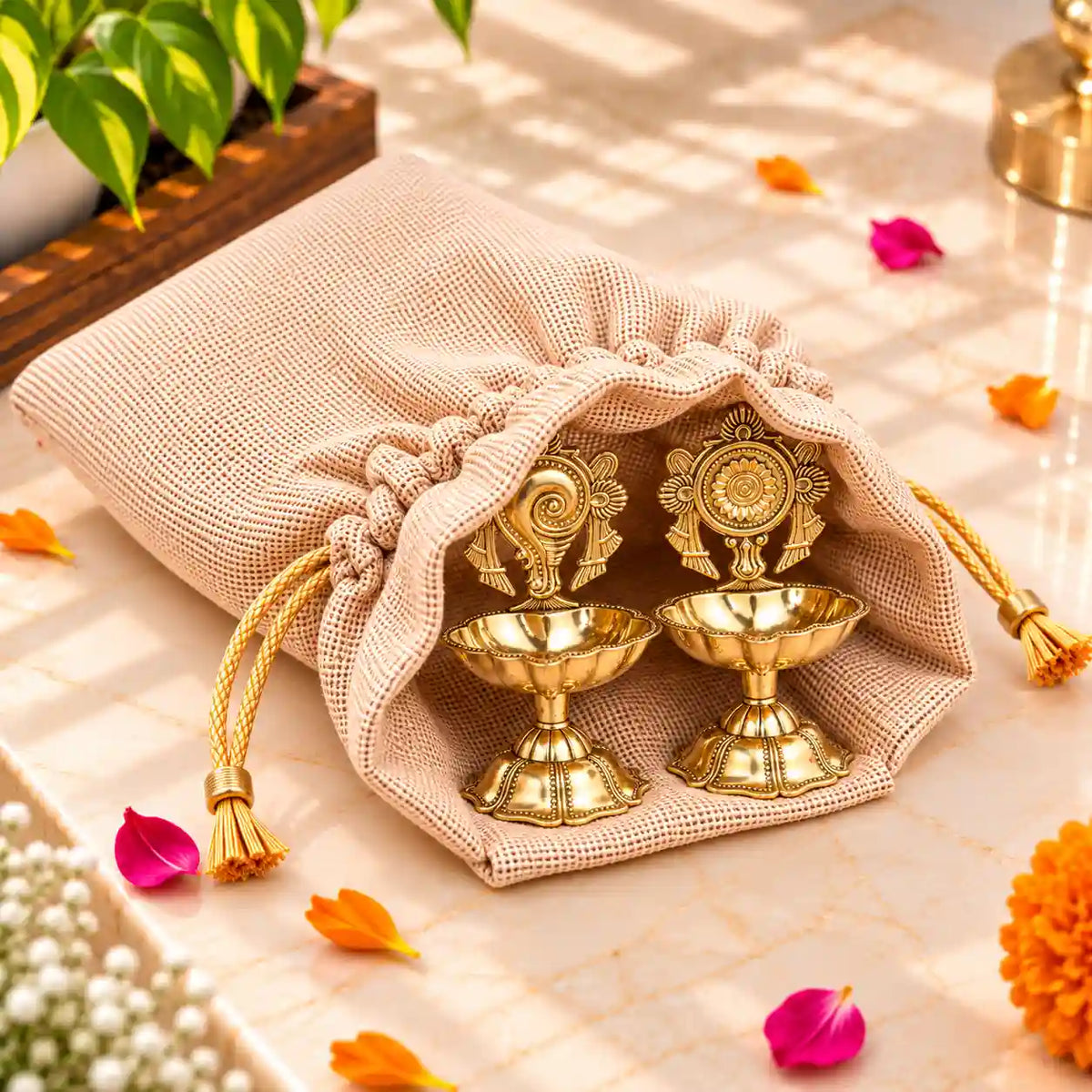 Brass Pooja Potli Gift Hamper: Bulk Corporate Gifting