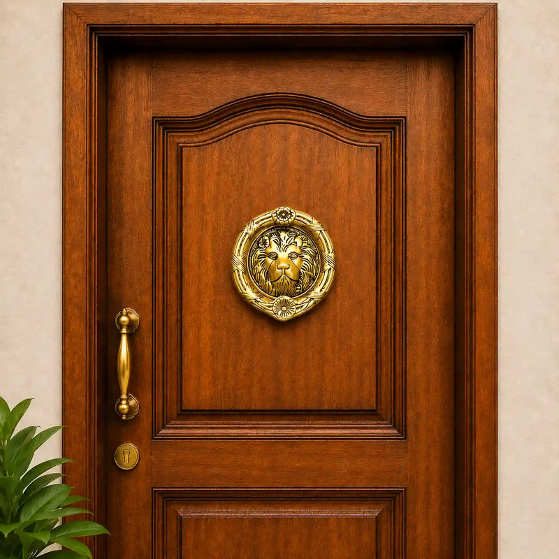 Brass Lion Face Door Knocker