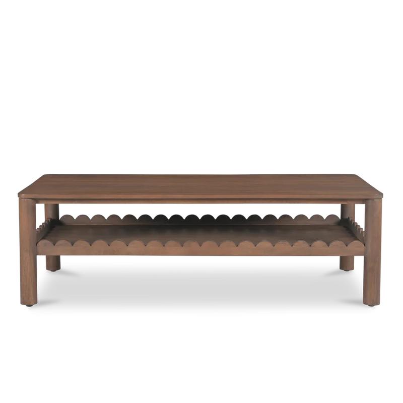 Indiana Scalloped Edge Solid Wood Coffee Table – Modern