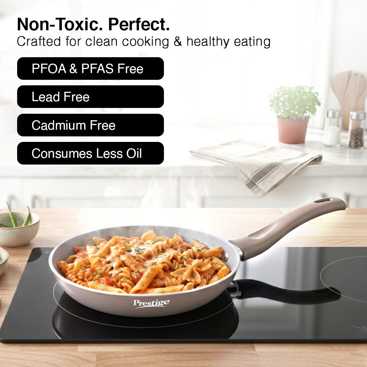 Prestige Ceraglide Duo Ceramic Coating Non Stick Aluminium Cookware Omni Tawa Dia 25 cm, Prestige Ceraglide Duo Ceramic Coating Non Stick Aluminium Cookware Fry Pan Dia 24 cm (1.6 Litre)