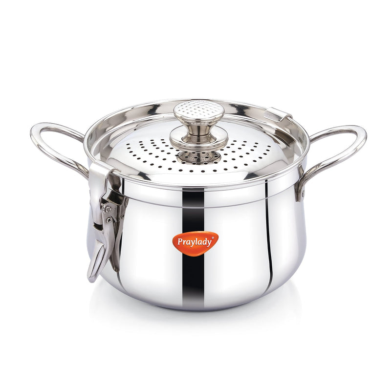 Baby Boss Stainless Steel Strainer Pot with Lock –  Pasta, Rice & Vegetable Cooking Pot with Induction Base