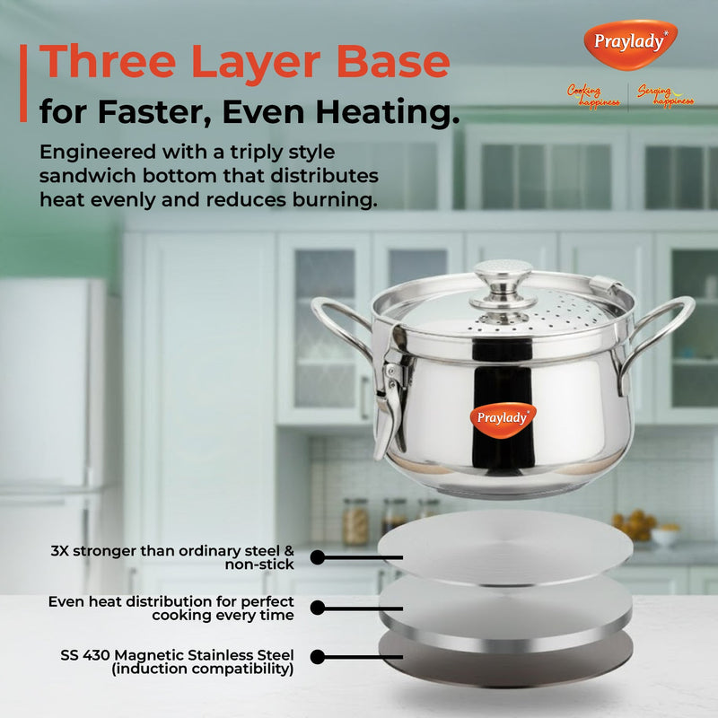 Baby Boss Stainless Steel Strainer Pot with Lock –  Pasta, Rice & Vegetable Cooking Pot with Induction Base