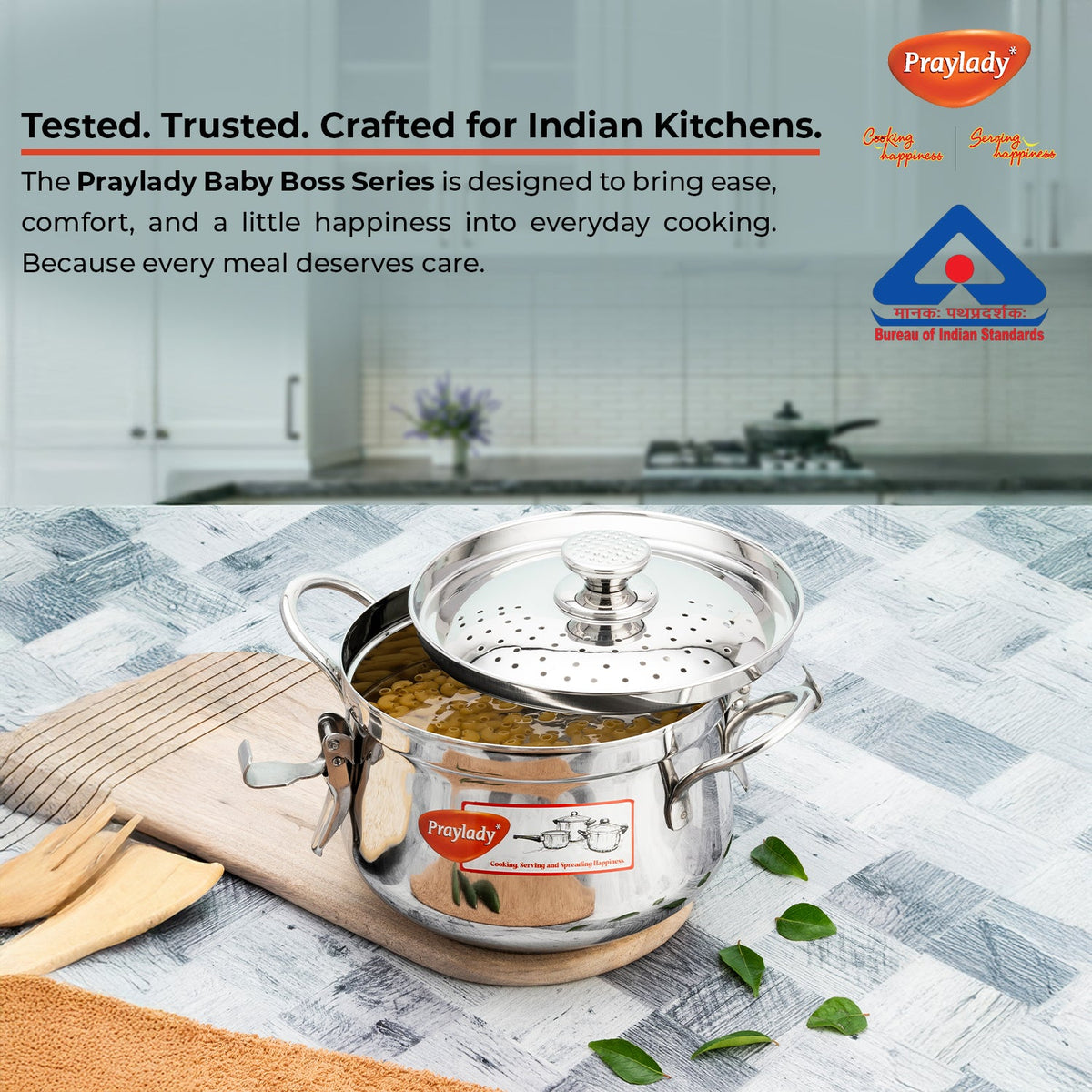 Baby Boss Stainless Steel Strainer Pot with Lock –  Pasta, Rice & Vegetable Cooking Pot with Induction Base