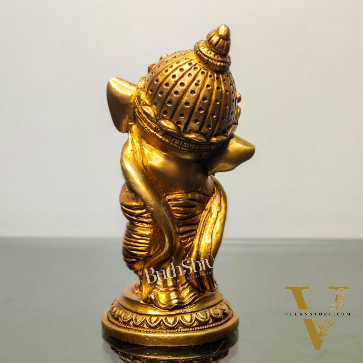 Baby Ganesha Aashirwaad Brass Idol - Perfect for Office Desk, Study Table, Temple - Golden
