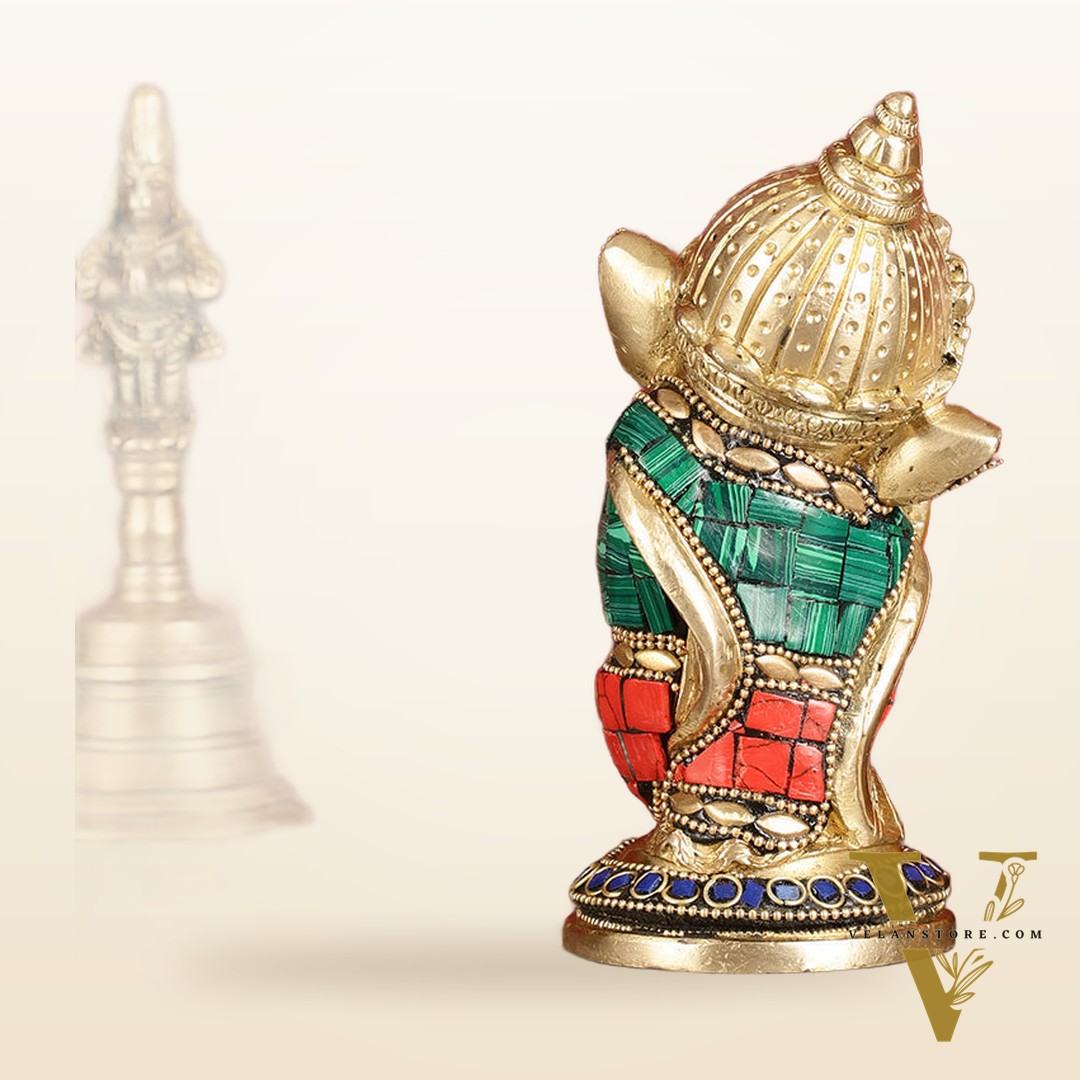 Baby Ganesha Aashirwaad Brass Idol - Perfect for Office Desk, Study Table, Temple - stonework
