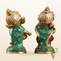 Baby Ganesha Brass Idols pair 5 " Stonework