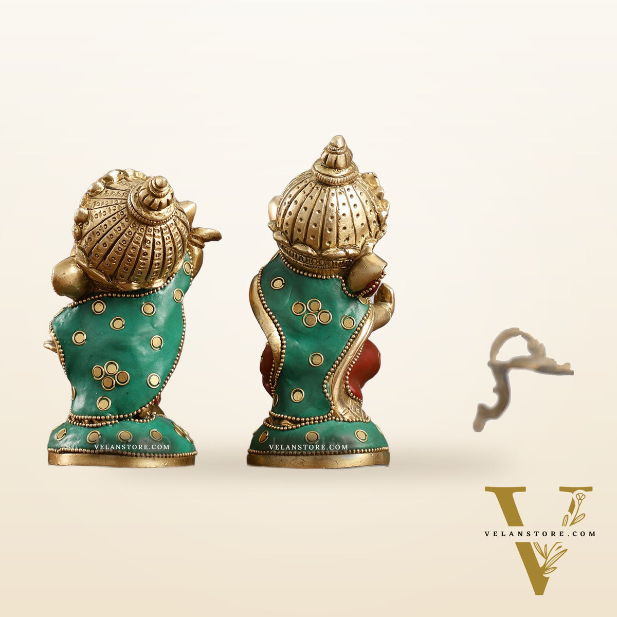 Baby Ganesha Brass Idols pair 5 " Stonework