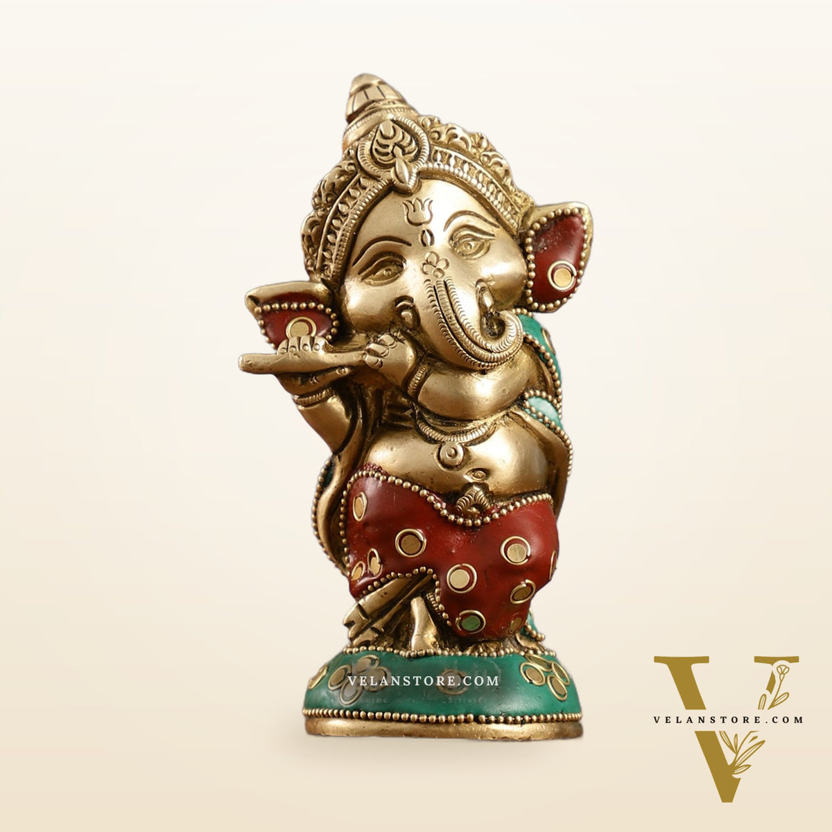 Baby Ganesha Brass Idols set 5 " Stonework