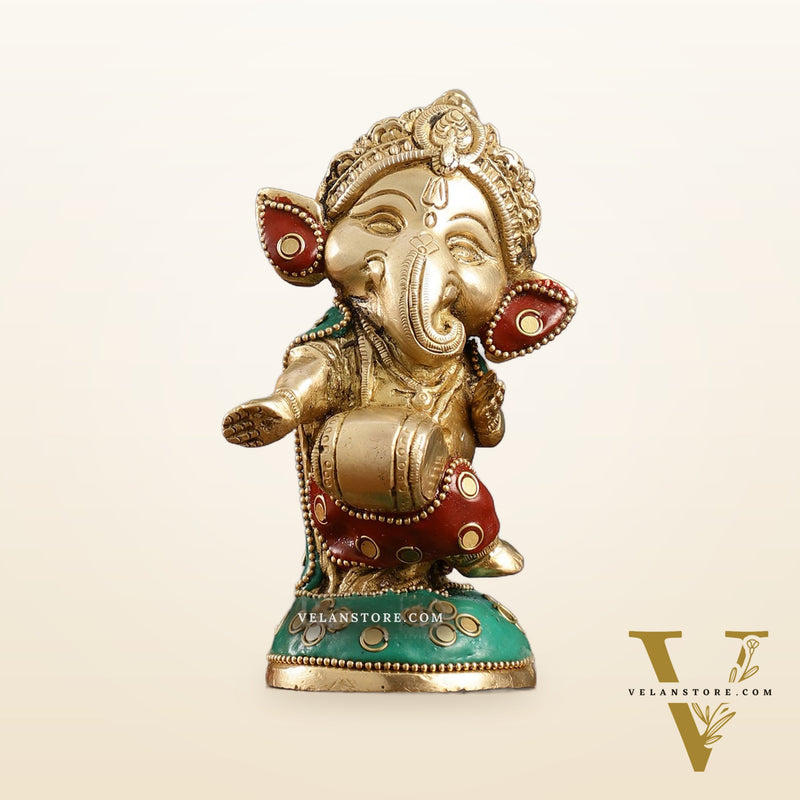 Baby Ganesha Brass Idols set 5 " Stonework