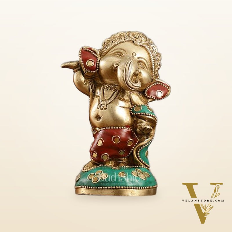 Baby Ganesha Brass Idols set 5 " Stonework